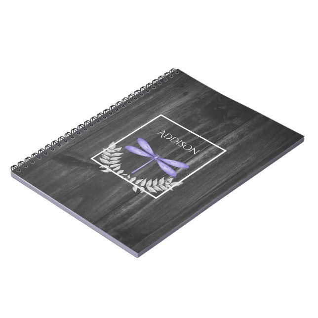 Caderno Espiral Notebook Rustic Personalizado Rustic Dragonfly Rox (Left Side)
