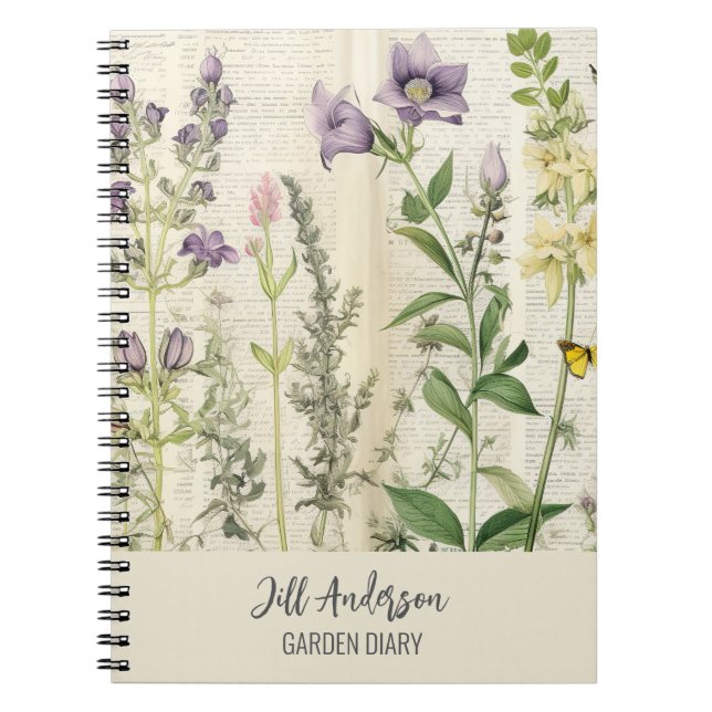 Caderno Espiral Notebook Rustic Vintage Personalizado Jardim Espir (Frente)