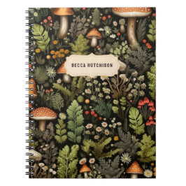 Caderno Espiral Notebook Rustic Woodland Mushroom Forest
