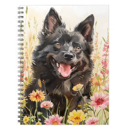 Caderno Espiral Notebook – Schipperke Watercolor Dog Journal