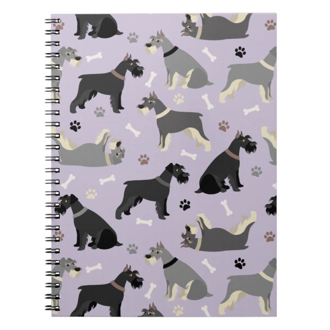 Caderno Espiral Notebook Schnauzer Paws e Bones (Frente)