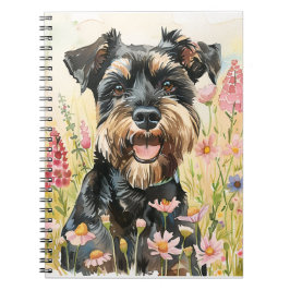 Caderno Espiral Notebook – Schnauzer Watercolor Journal for Dog Lo