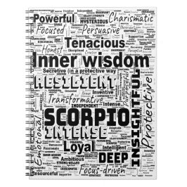 Caderno Espiral Notebook Scorpio Zodiac Word Cloud Inspiration