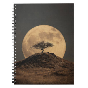 Caderno Espiral Notebook Sepia Full Moon Hill Tree