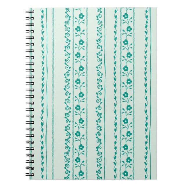 Caderno Espiral Notebook Serene Floral stripes Spiral Foto (Frente)