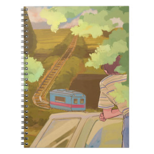 Caderno Espiral Notebook Serene Train Journey - estético dos anos
