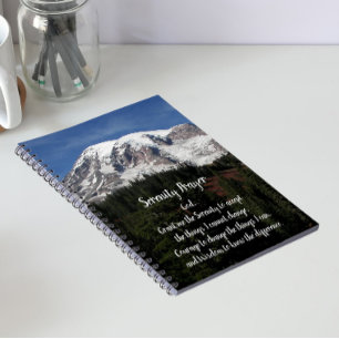 Caderno Espiral Notebook Serenity Prayer Mount Rainier Photo