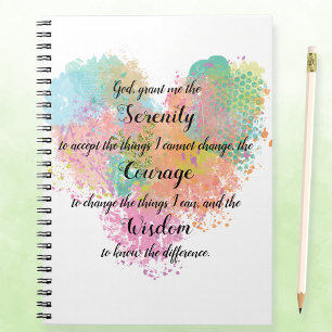 Caderno Espiral Notebook Serenity Prayer Watercolor