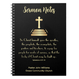 Caderno Espiral Notebook Sermon com Bíblia Verso & Cross