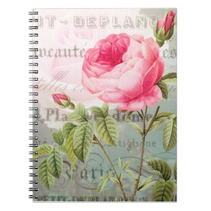 Caderno Espiral Notebook Shabby Francês Redoute Rosa