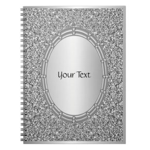 Caderno Espiral Notebook Silver Glitter Frame Spiral