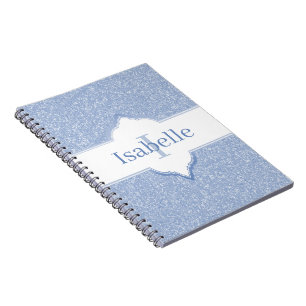 Caderno Espiral Notebook Sky Blue Glitter Monogram