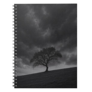 Caderno Espiral Notebook Sky Stormy de árvore solitária