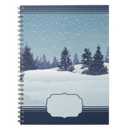 Caderno Espiral Notebook Snowy Blue Landscape