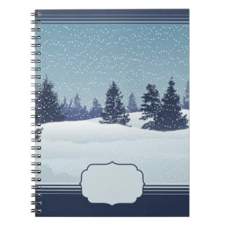 Caderno Espiral Notebook Snowy Blue Landscape