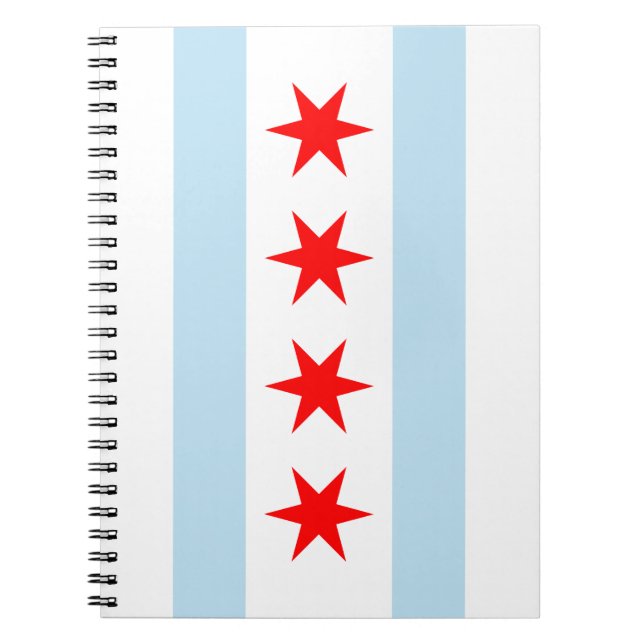 Caderno Espiral Notebook Spiral da bandeira de Chicago (Frente)