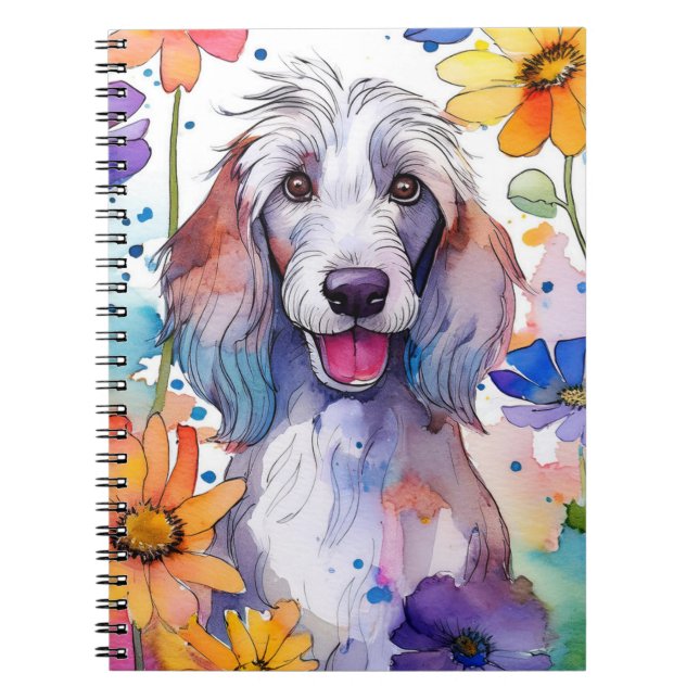 Caderno Espiral Notebook Spiral de Cão-Cão Afegão (Frente)