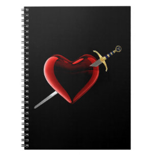 Caderno Espiral Notebook Spiral De Coração E Dagger