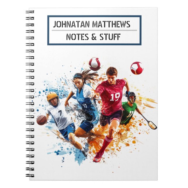 Caderno Espiral Notebook Spiral de volta aos esportes escolares (Frente)