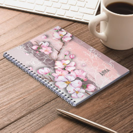 Caderno Espiral Notebook Sprial de abstrato Cherry Blossoms
