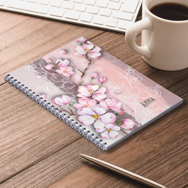 Caderno Espiral Notebook Sprial de abstrato Cherry Blossoms (Criador carregado)