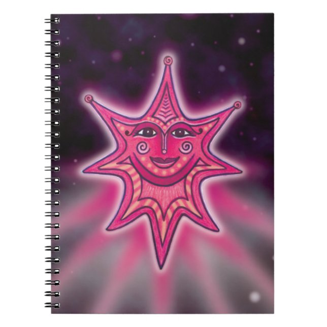 Caderno Espiral Notebook Star sorridente rosa a quente (Frente)