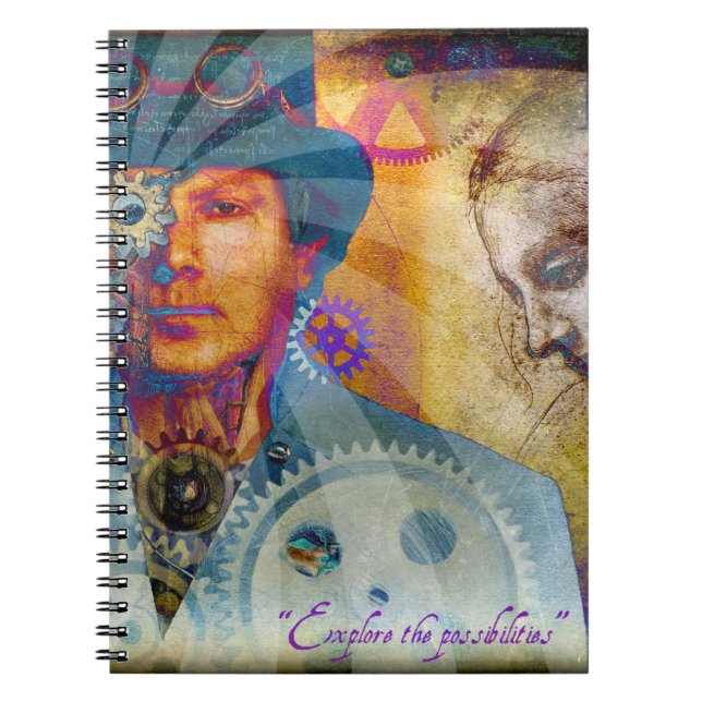 Caderno Espiral Notebook Steampunk psicodélico (Frente)