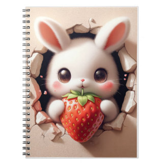 Caderno Espiral Notebook Strawberry Bunny