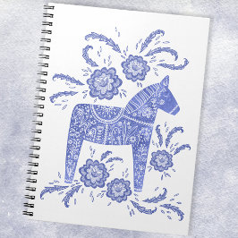 Caderno Espiral Notebook sueco Dala Horse Blue e White