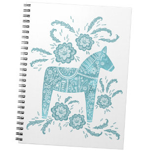 Caderno Espiral Notebook sueco Dala Horse Teal e White
