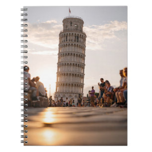 Caderno Espiral Notebook Sunlit Pisa Tower Street View