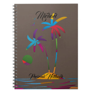 Caderno Espiral Notebook Sunrise Tropical Beach Multicolor