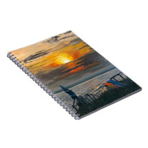 Notebook Sunset and Beach Umbrellas Spiral