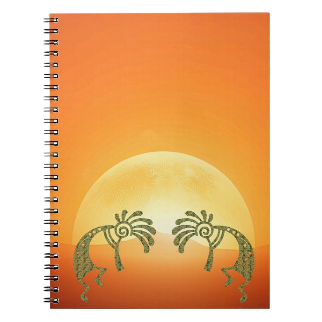 Caderno Espiral Notebook Sunset Desert Sun Kokopelli (Frente)