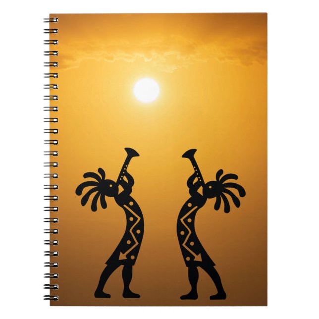 Caderno Espiral Notebook Sunset Desert Sun Kokopelli (Frente)