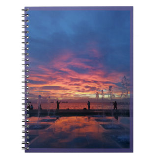 Caderno Espiral Notebook 'Sunset in the port'' Blue Spiral Photo