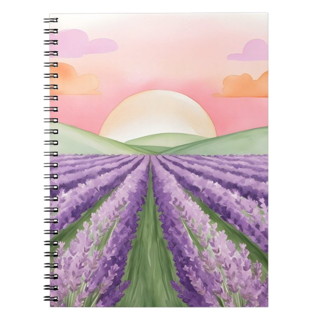 Caderno Espiral Notebook sunset lavanda Fields (Frente)