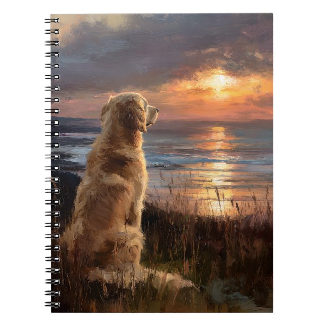Caderno Espiral Notebook Sunset para ouro Retriever (Frente)