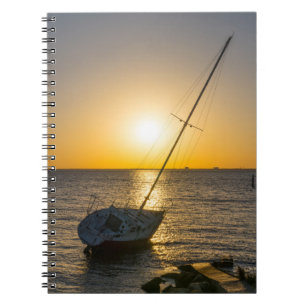 Caderno Espiral Notebook Sunset Sailboat Shipreck Golfo Breeze FL