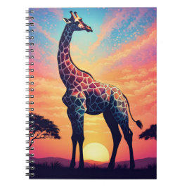 Caderno Espiral Notebook Sunset Serenity Giraffe