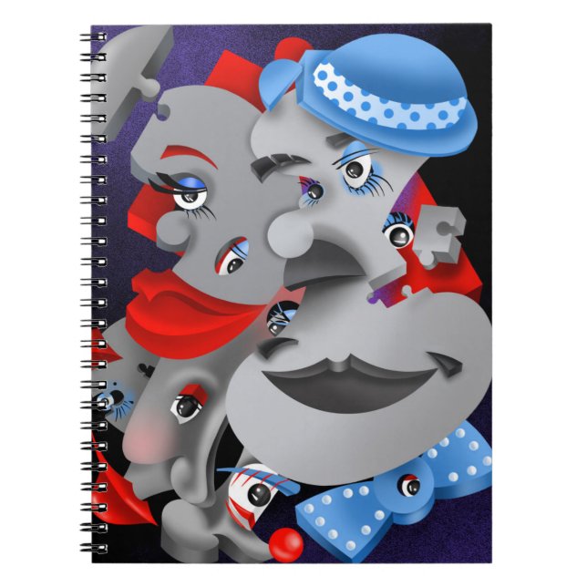 Caderno Espiral Notebook Surreal Quebra-cabeça Faces (Frente)