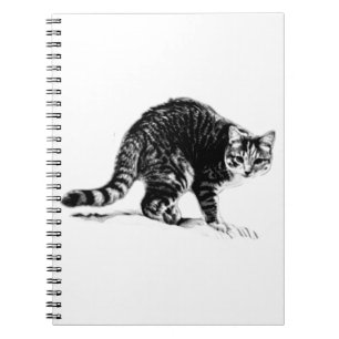 Caderno Espiral Notebook Tabby Cat Cheio Body Monocromo