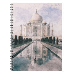 Caderno Espiral Notebook Taj Mahal, Agra, India - Viagem Elegante