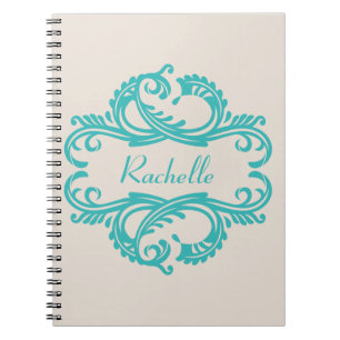 Caderno Espiral Notebook Teal Chic Damask