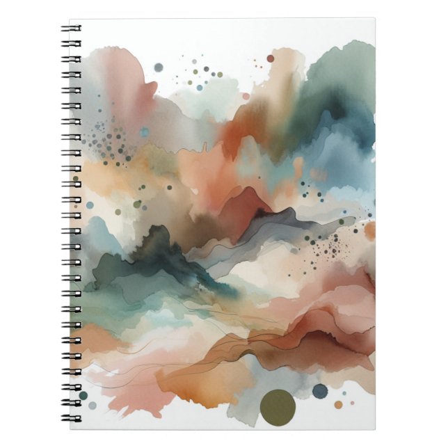 Caderno Espiral Notebook Terthy Watercolor Abstrato Art (Frente)