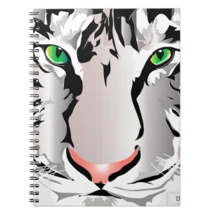 CADERNO ESPIRAL NOTEBOOK TIGER WHITE/CINZA