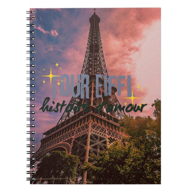 Caderno Espiral Notebook Tour Eiffel - Romance parisiense em Paris (Frente)