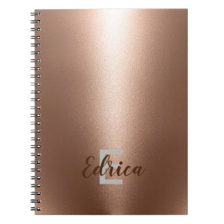 Caderno Espiral Notebook Trendy Rosa Dourado Monograma