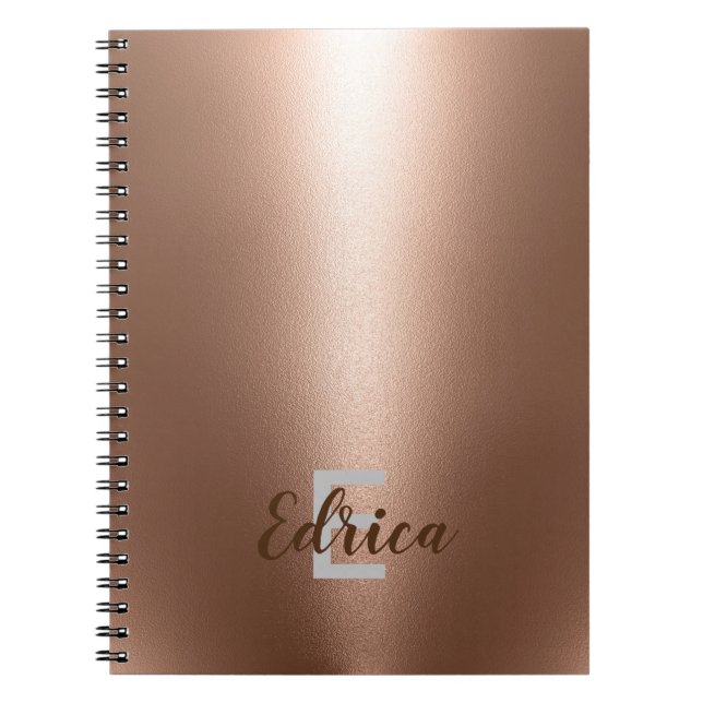 Caderno Espiral Notebook Trendy Rosa Dourado Monograma (Frente)