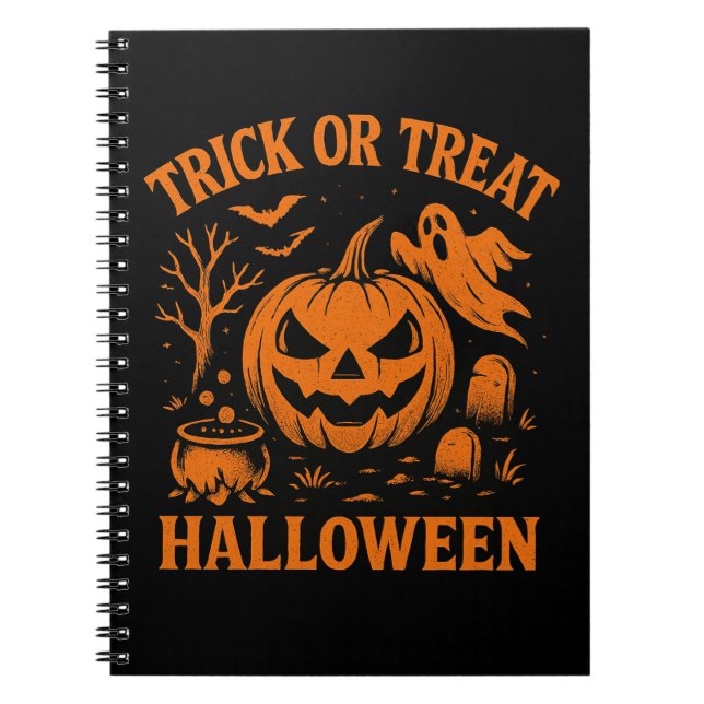 Caderno Espiral Notebook Trick or Tratar Halloween (Frente)